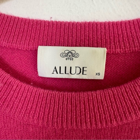 100% Cashmere Crew Neck Sweater Side Buttons Fuchsia Magenta Hot Pink Preppy XS - Picture 10 of 11